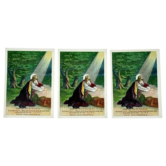 Antique 1905 Bible Lesson Picture Cards David C Cook Lot of 9 July 2 and July 16 - Picture 8 of 9